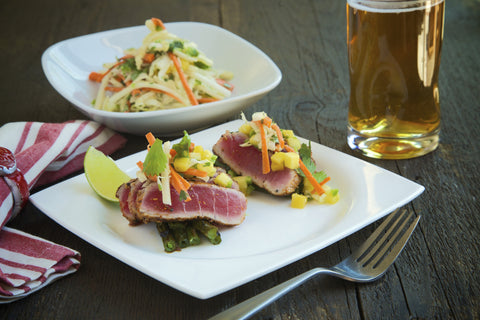 Seared Ahi Tuna with Miso Tahini Slaw