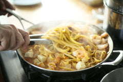 Shrimp Fettuccine Pasta and Fresh Mozzarella